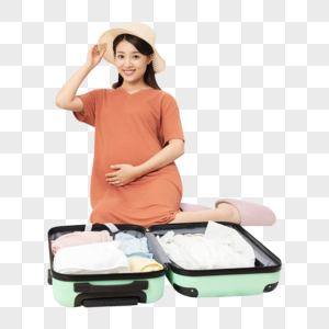 孕妇收拾行李高清图片