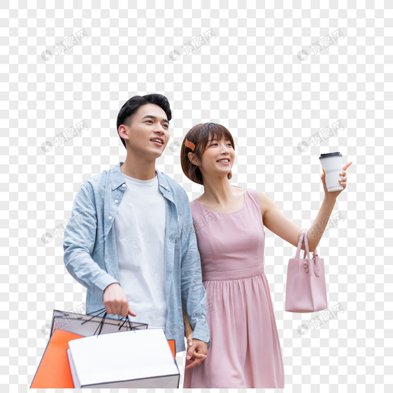 情侣逛街购物图片