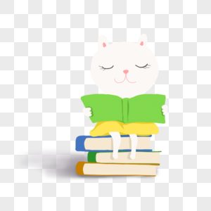 坐着看书的小猫图片