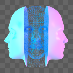 科技未来人脸扫描模型三维图片