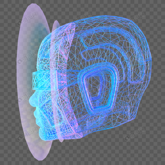 科技未来人脸模型三维线框图片