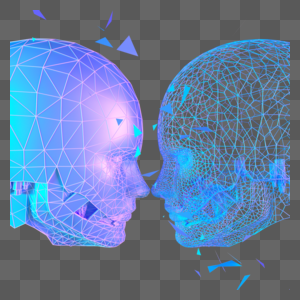 科技未来人脸扫描模型三维线框图片