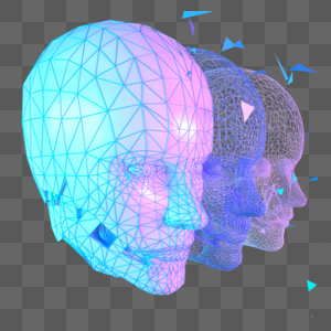 科技未来人脸扫描模型三维线框高清图片