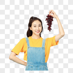 活力时尚少女吃葡萄图片