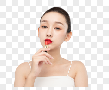 女性美妆化妆涂口红图片