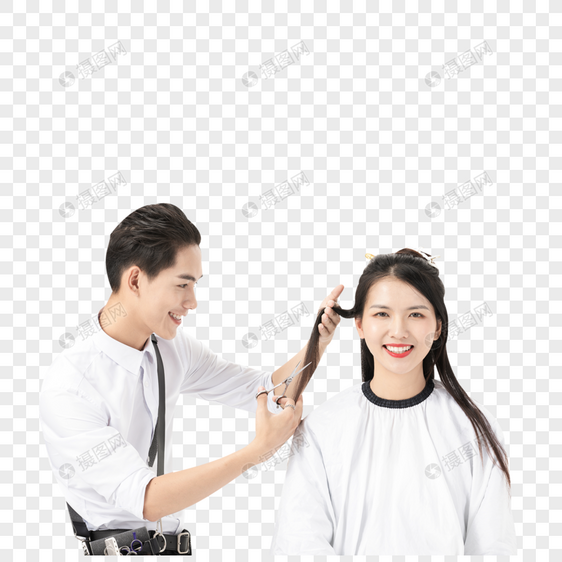 理发师给顾客理发图片