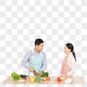 中年夫妇厨房做菜图片