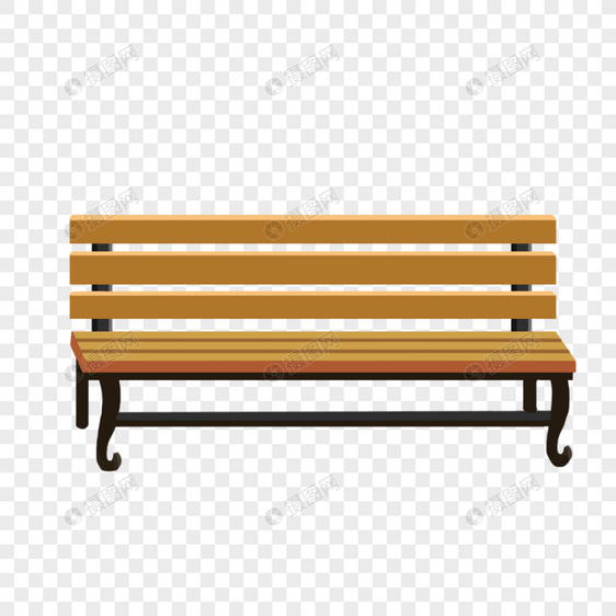 公园木质长椅元素图片