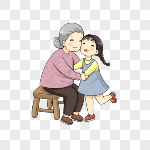 小女孩和老奶奶图片素材