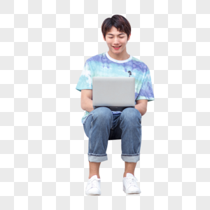 男青年玩电脑高清图片