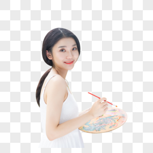 文艺女性户外绘画图片