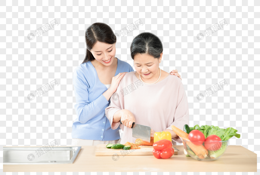 女儿和妈妈一起做饭图片