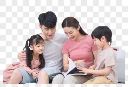 一家人看书家庭生活图片