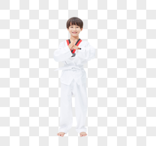 小男孩练跆拳道高清图片