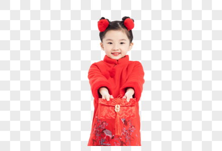 春节拿红包儿童形象图片