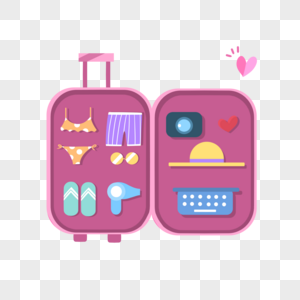 旅游日行李箱手绘装饰图案图片
