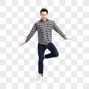 休闲男性夸张动作图片素材