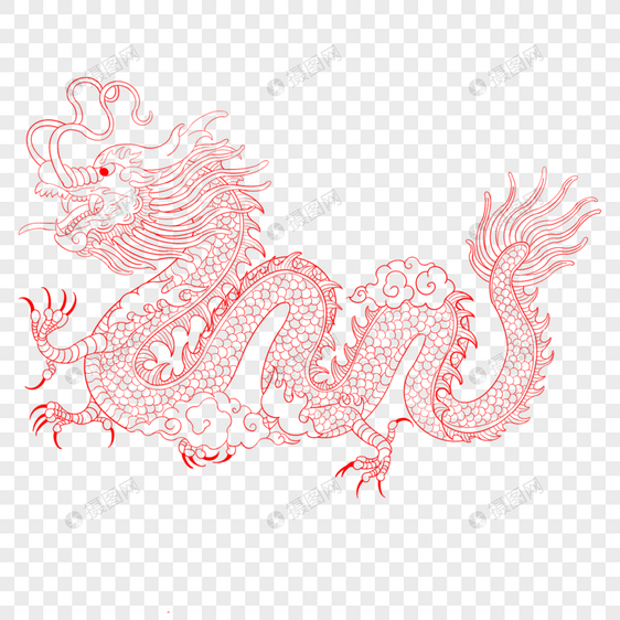 中国龙线描图片