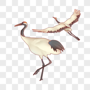 仙鹤 卡通元素素材