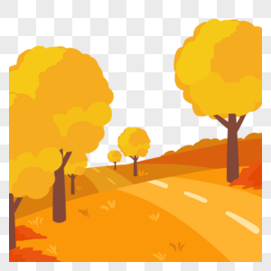 秋天公路风景背景元素图片