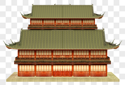 中式古代建筑3D建模图片