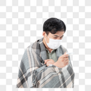 中年男性感冒戴口罩图片