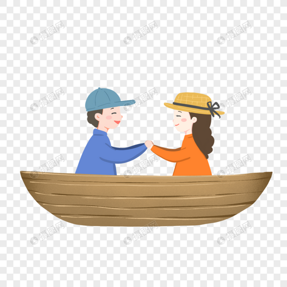 秋天坐在船上约会的情侣图片