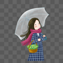 秋天打伞的女孩图片