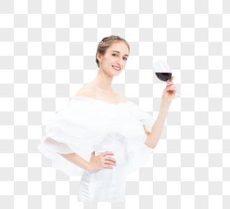 外国优雅女性喝红酒高清图片