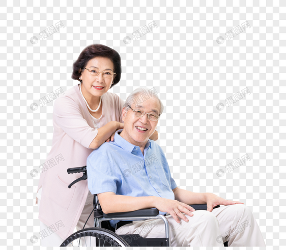 老年夫妇推轮椅图片
