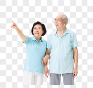 老年夫妇老人运动拉伸高清图片