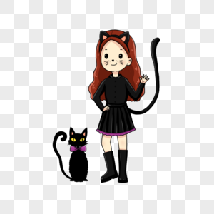 黑猫装扮的女孩高清图片