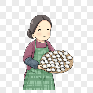 端着饺子的妈妈高清图片