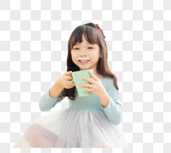 小女孩喝牛奶高清图片