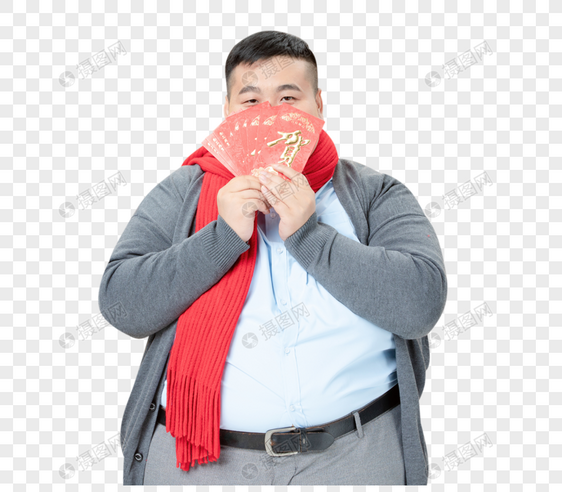 青年肥胖男性过年发红包图片