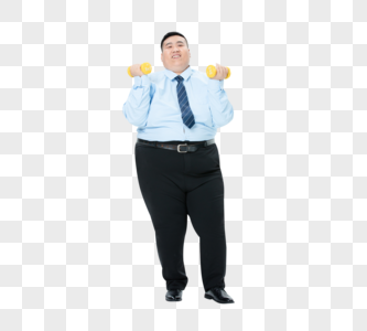 肥胖商务男性哑铃运动图片