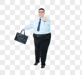 肥胖商务男性拿着公文包图片