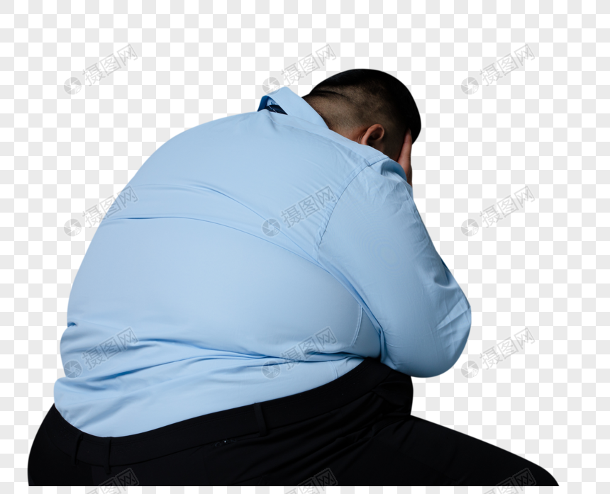 商务肥胖男性烦恼背影