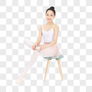 年轻美女芭蕾舞坐姿图片素材