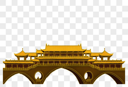 城市手绘图片九眼桥素材