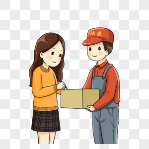 购物的女孩们女孩签收快递素材