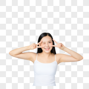 小女孩比耶图片