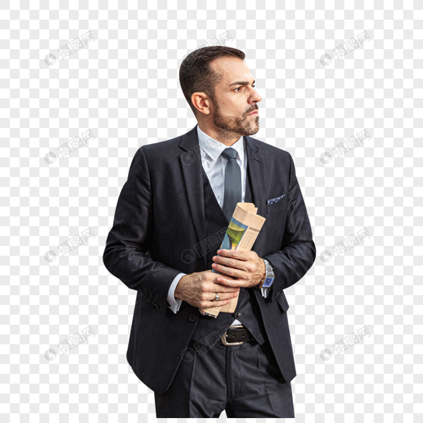 外国人商务男性浏览报纸元素素材下载 正版素材 摄图网