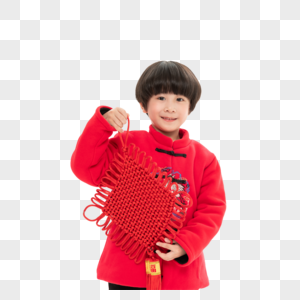 新年小男孩手拿中国节图片