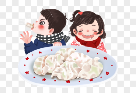 立冬吃饺子的孩子图片