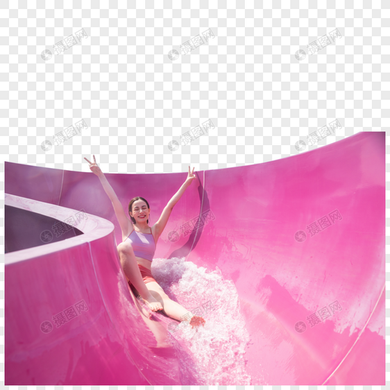 美女水上乐园玩滑梯图片