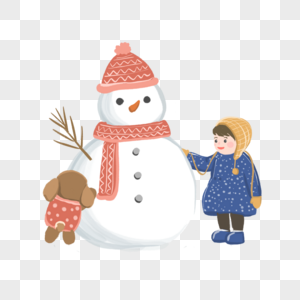 冬天堆雪人的孩子高清图片