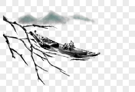 船与树枝的积雪图片