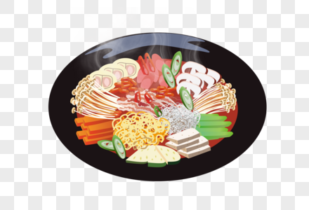 冬季吃火锅食材手绘卡通元素高清图片