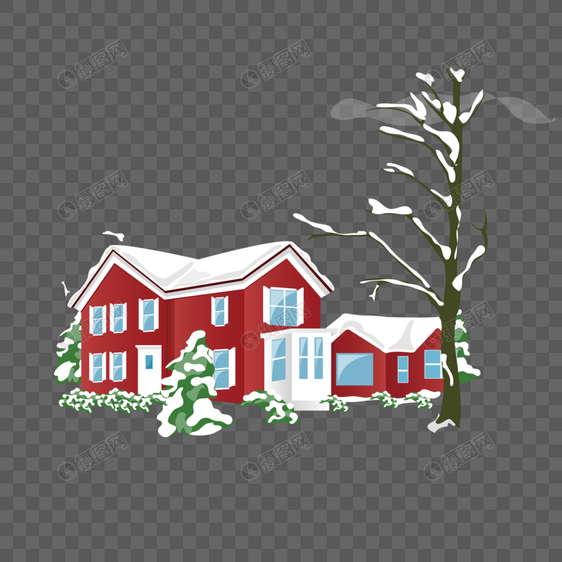 房屋积雪图片